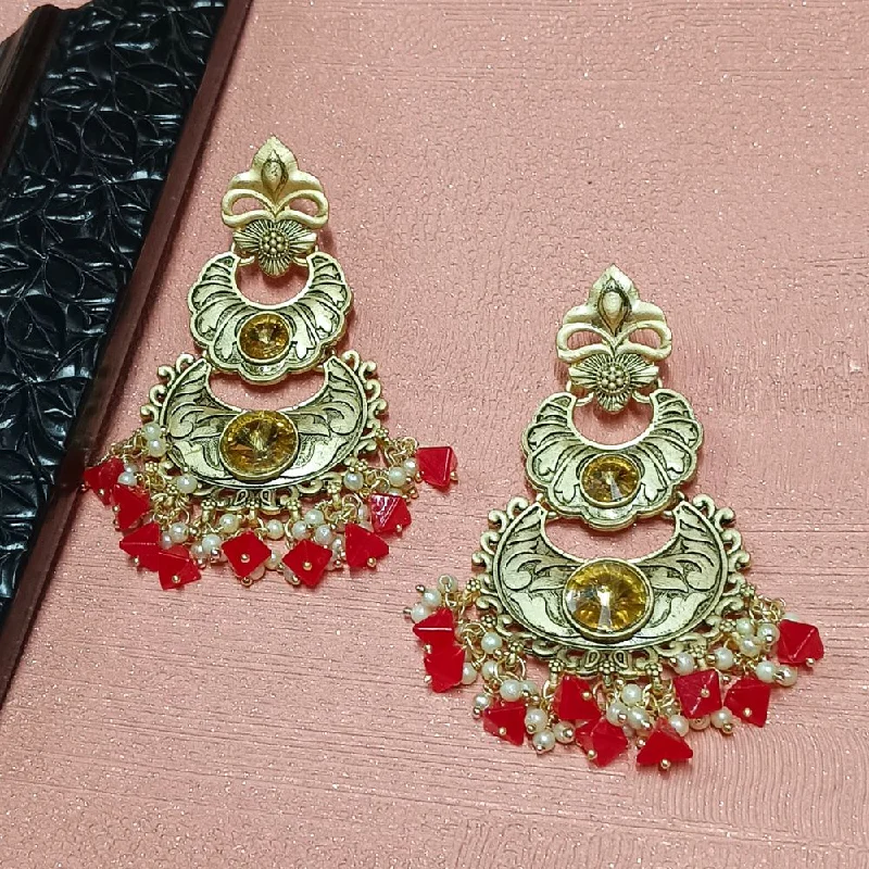 women’s diamond stud earrings-Darshana Jewels Crystal Stone Gold Plated Dangler Earrings