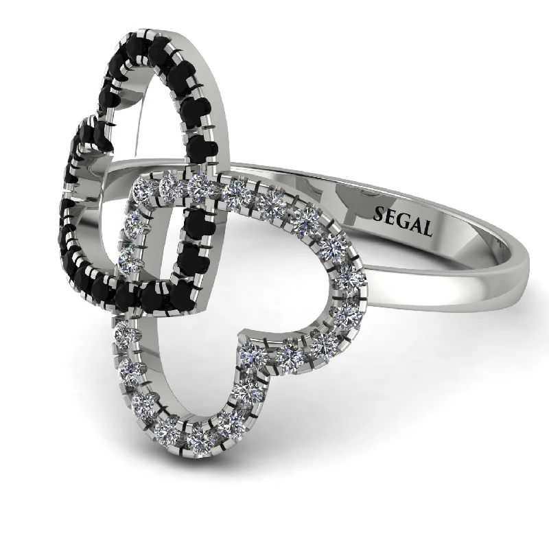 women’s princess cut diamond engagement ring-Two Hearts Black Diamond Ring - Selena No. 9