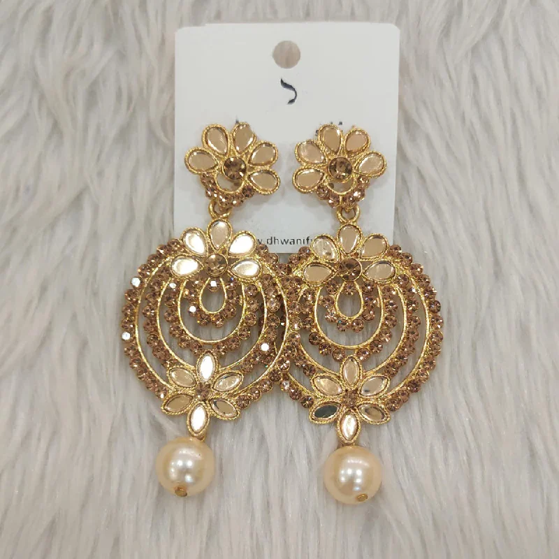 women’s trendy earrings-Dhwani Gold Plated Austrian Stone And Mirror Dangler Earrings