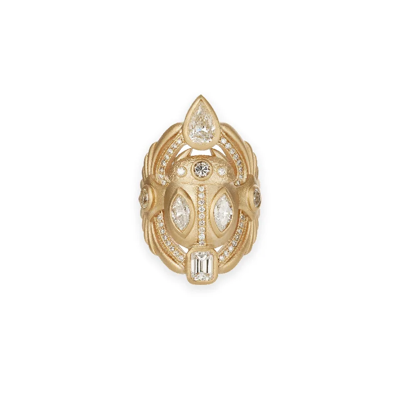 women’s round diamond ring-LARGE PAVE MULTI SHAPE DIAMOND SCARAB RING