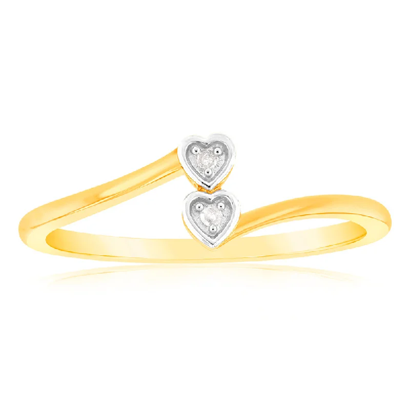 women’s gold engagement ring-2Heart Shaped Diamond Ring in 9ct Yellow Gold