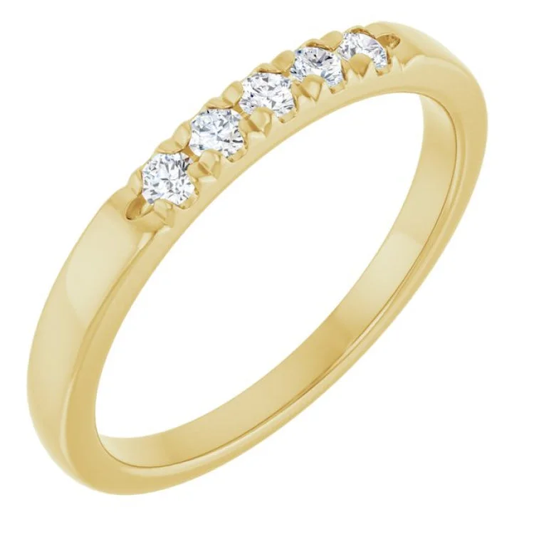 women’s birthstone gemstone ring-14K Yellow 1/6 CTW Lab-Grown Diamond  French-Set Anniversary Band