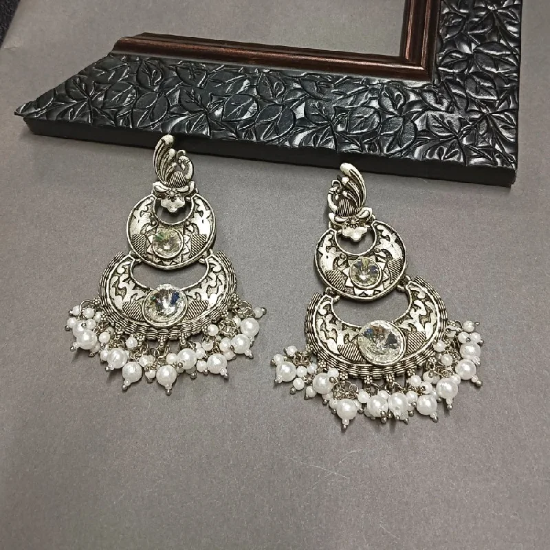 women’s oval earrings-Darshana Jewels Crystal Stone Silver Plated Dangler Earrings