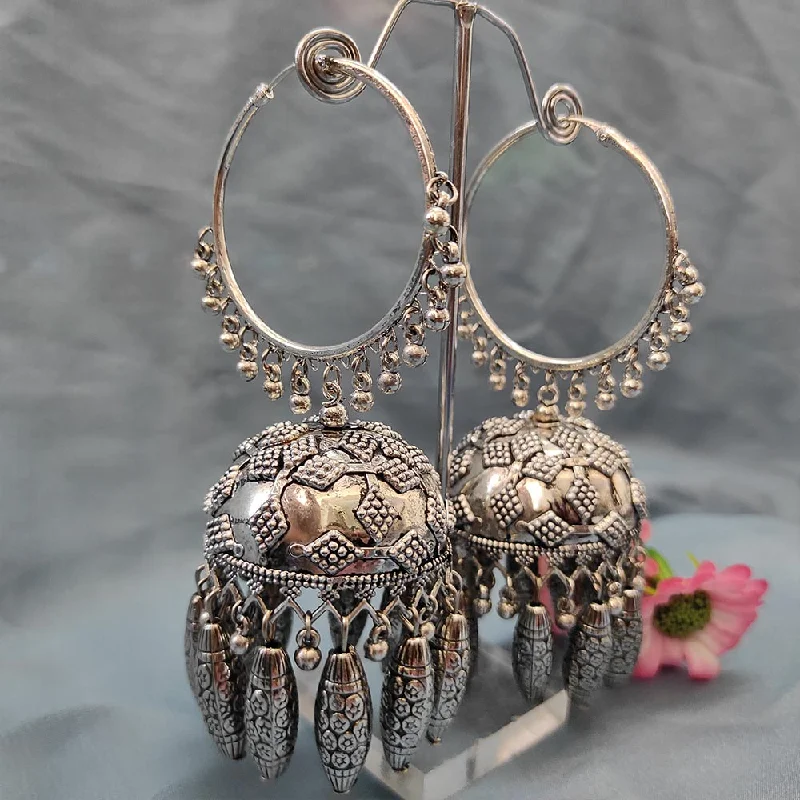 women’s crystal earrings-Darshana Jewels Oxidised  Plated Jhumki Earrings