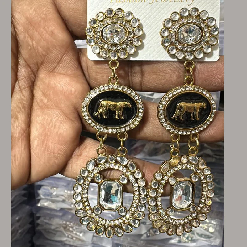 women’s fashion earrings-Trilok Jewel Gold Plated Kundan Stone Sabyasachi Style Dangler Earrings