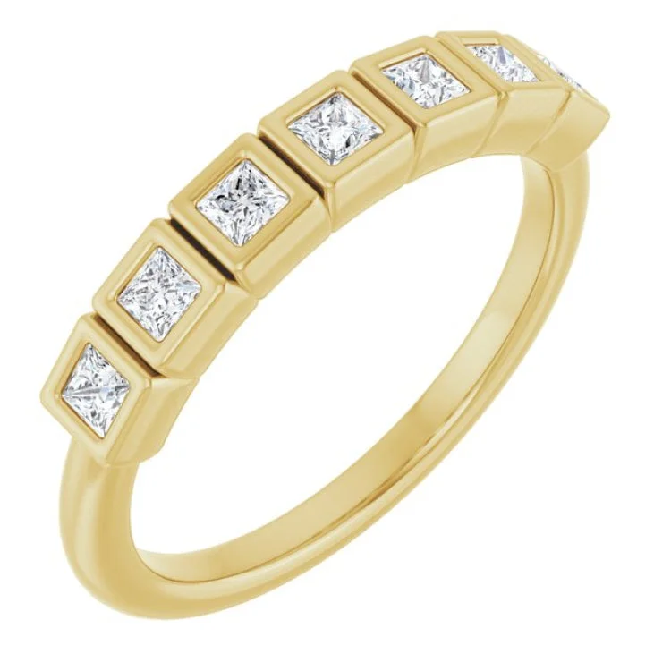 women’s stacked rings for women-14K Yellow 2x2 mm Square 1/3 CTW Natural Diamond Anniversary Band