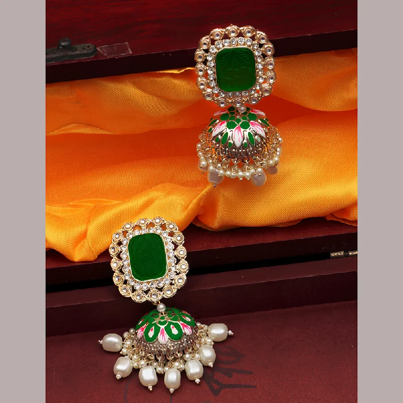 women’s boho earrings-Darshana Jewels Gold Plated Austrian Stone Jhumki Earrings