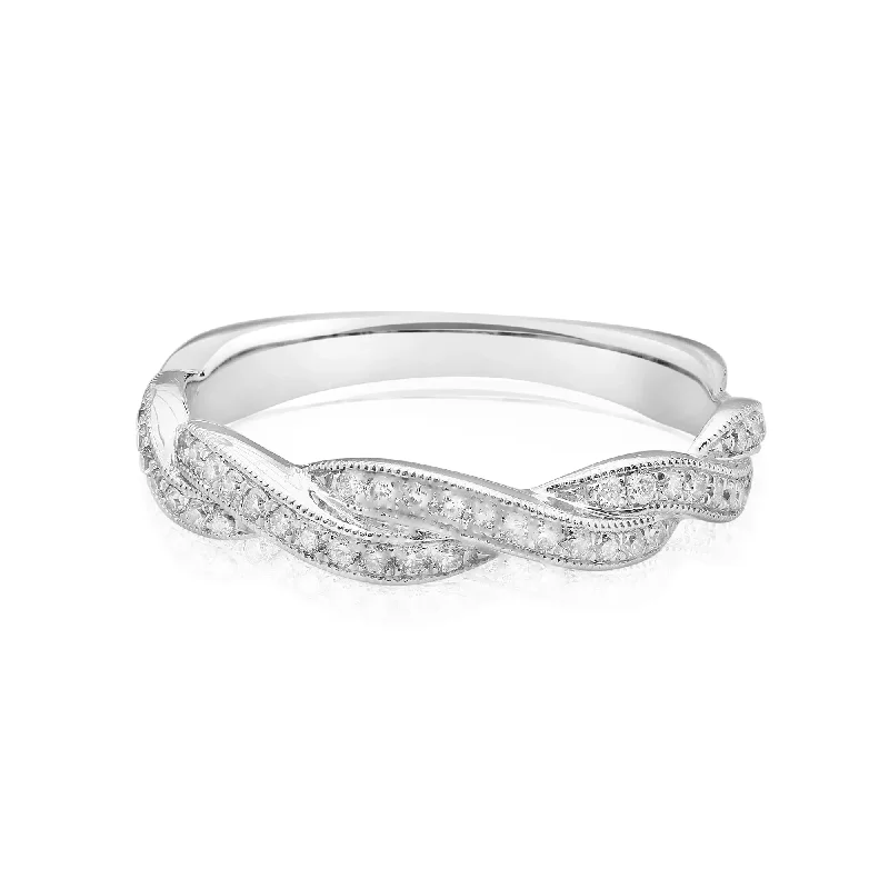 women’s vintage diamond engagement ring-Vintage Braided Diamond Ring