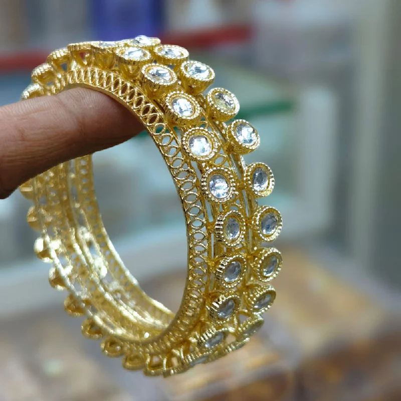 women’s wedding bracelet-Kavita Art Gold Plated Kundan Bangles Set