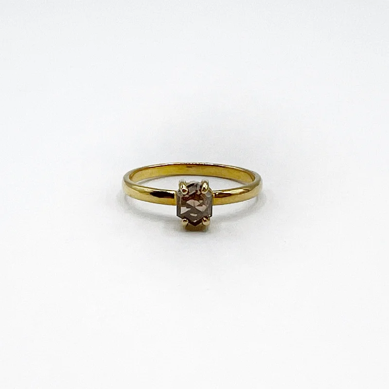 women’s custom engagement ring design-Golden Cognac Hexagon Diamond Ring