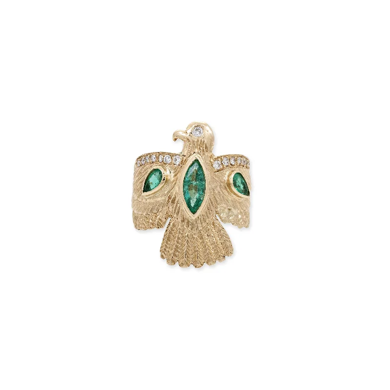 women’s vintage diamond ring-EMERALD THUNDERBIRD RING