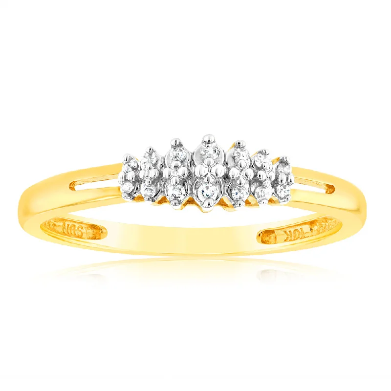 women’s classic gold engagement ring-1/10 Carat Diamond Ring in 10ct Yellow Gold