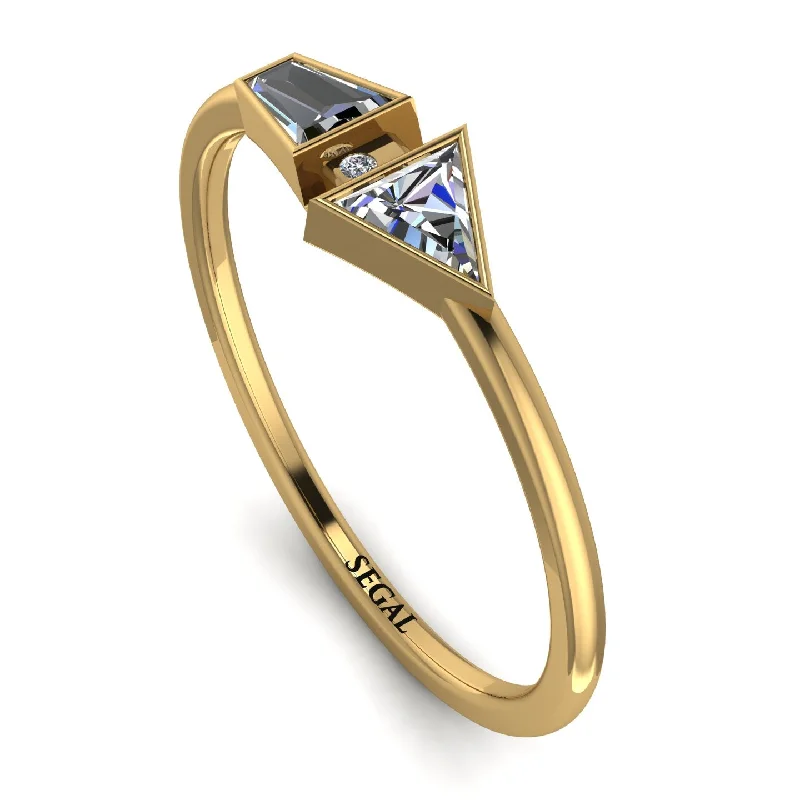 women’s emerald and sapphire engagement ring-Geometrical Arrow Diamond Ring - Gracie No. 1