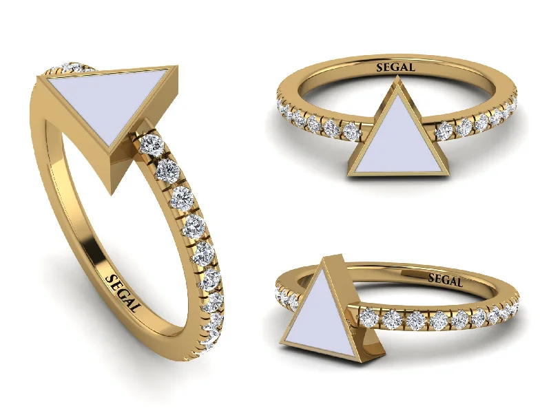 women’s personalized engagement ring-Elegant Enamel Triangle Diamond Ring - Triangle No. 1