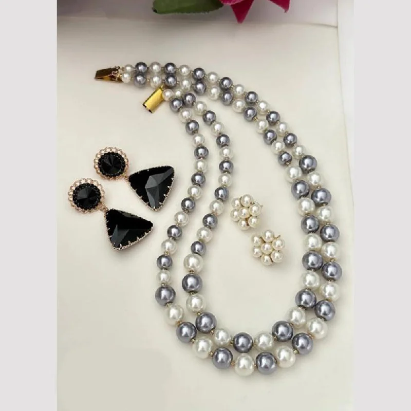 women’s diamond choker necklace-FS Collection Beads Necklace Set