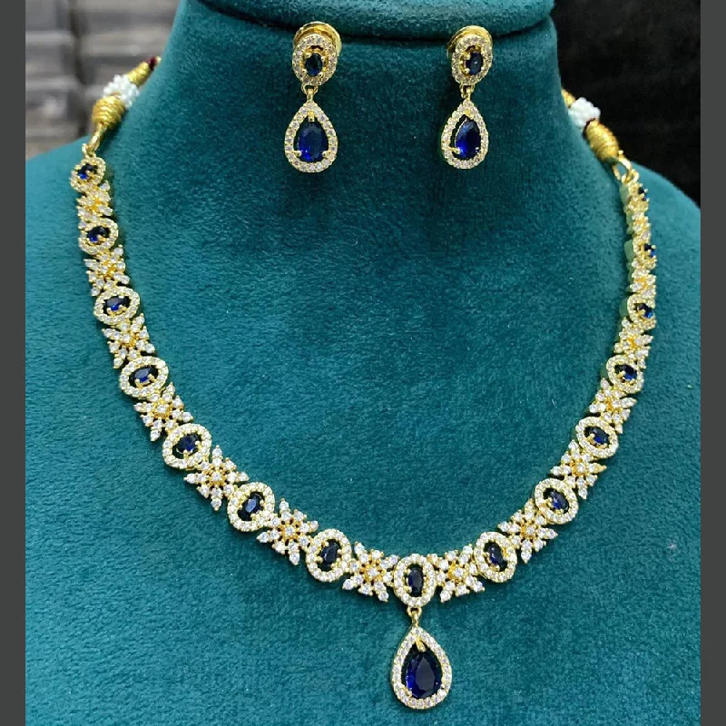 women’s gold chain necklace-Sona Creation Gold Plated Crystal And Austrian Stone Necklace Set