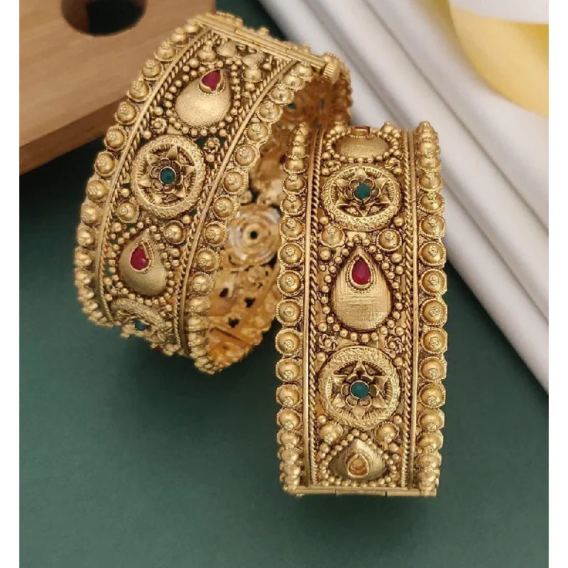 women’s stylish bangle-Akruti Collection Gold Plated Pota Stone Openable Kada