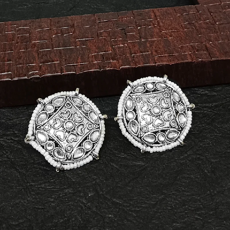 women’s gold diamond earrings-Darshana Jewels Oxidised Plated Stud Earrings