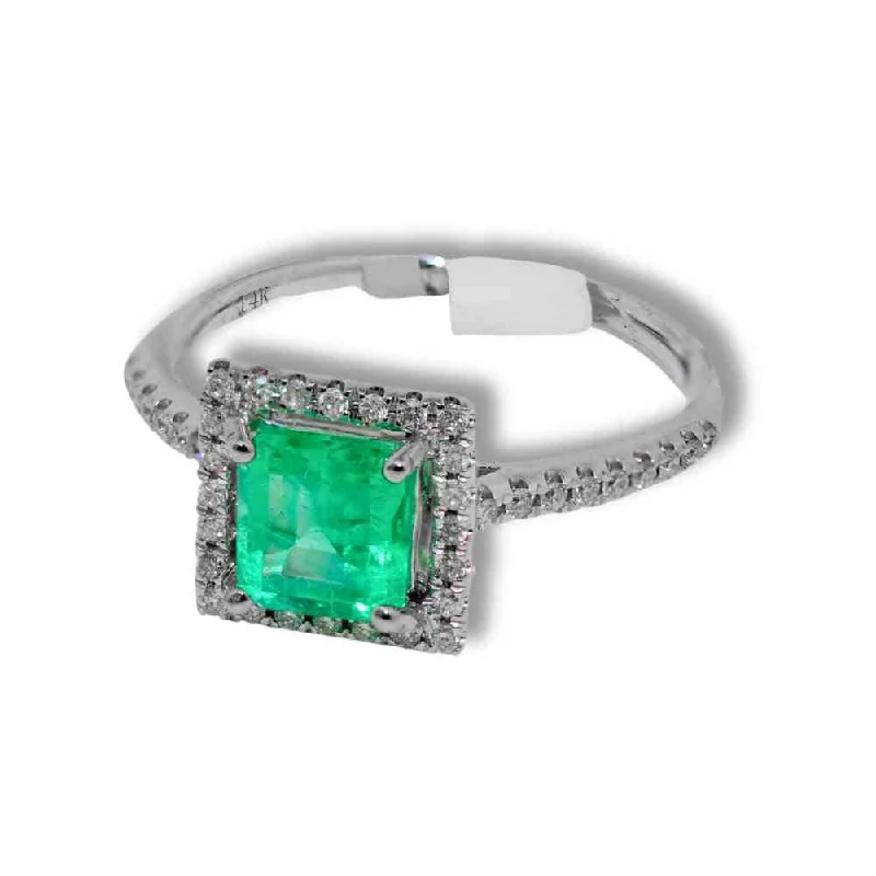 women’s cushion cut engagement ring-14K 2.12G Emerald Diamond Ring