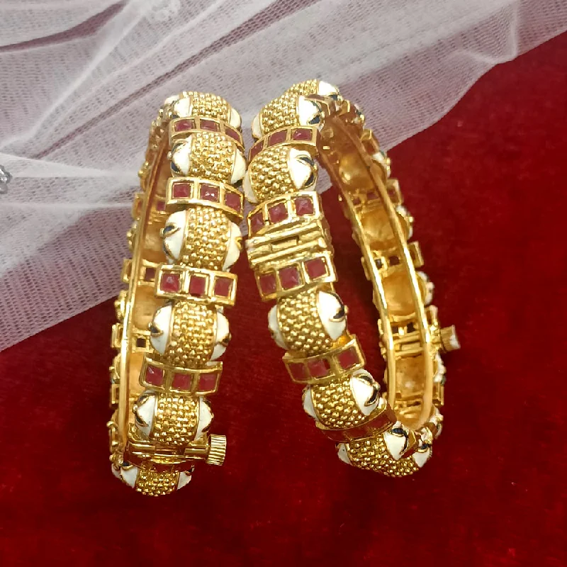 women’s gold bangles-Exotica Collection Gold Plated Pota Stone Openable Kada