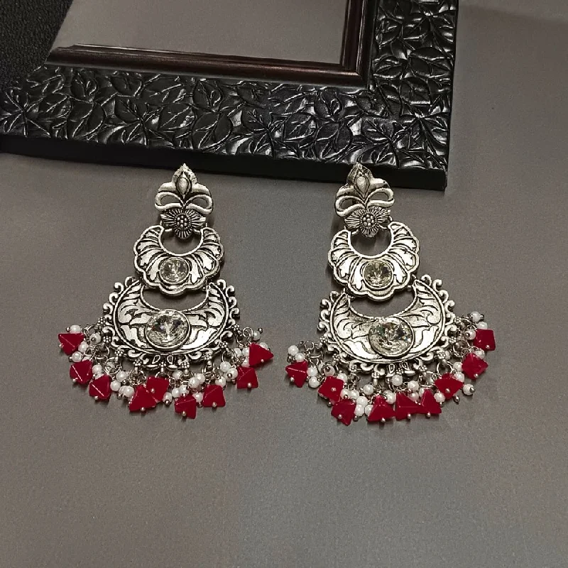 women’s vintage earrings-Darshana Jewels Crystal Stone Silver Plated Dangler Earrings