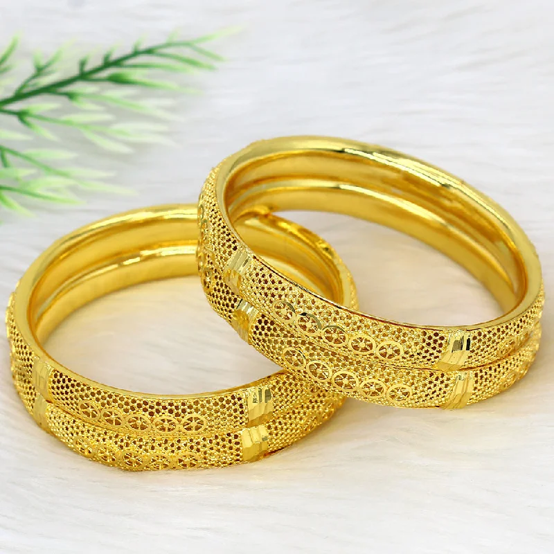 women’s statement bracelet-Mahavir Dye Gold Plating Bangles Set