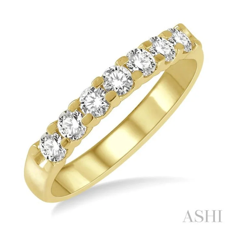 women’s round diamond ring-1/2 ctw 7 Stone Round Cut Diamond Wedding Band in 14K Yellow Gold