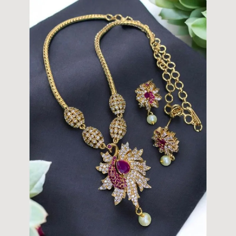 women’s luxury diamond necklace-Sona Creation Gold Plated Austrian Stone Necklace Set