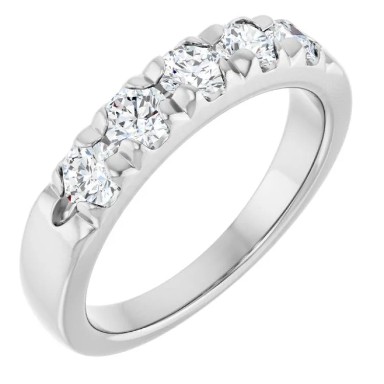 women’s personalized gemstone ring-Platinum 3/4 CTW Lab-Grown Diamond  French-Set Anniversary Band