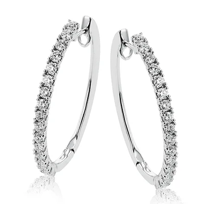 women’s sapphire stud earrings-Hoop Earrings in 18k Gold with Diamonds LE4648