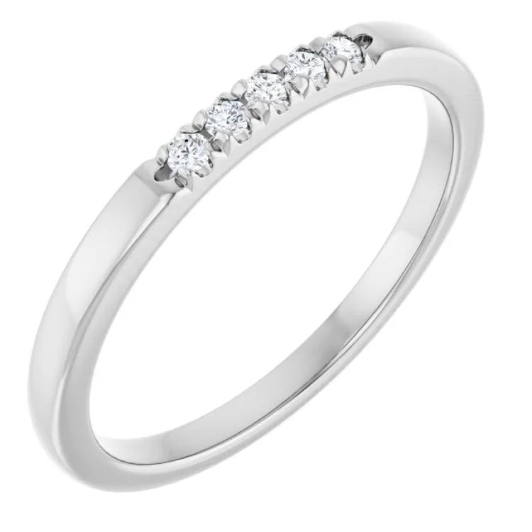 women’s thick gold ring-14K White .08 CTW Lab-Grown Diamond  French-Set Anniversary Band