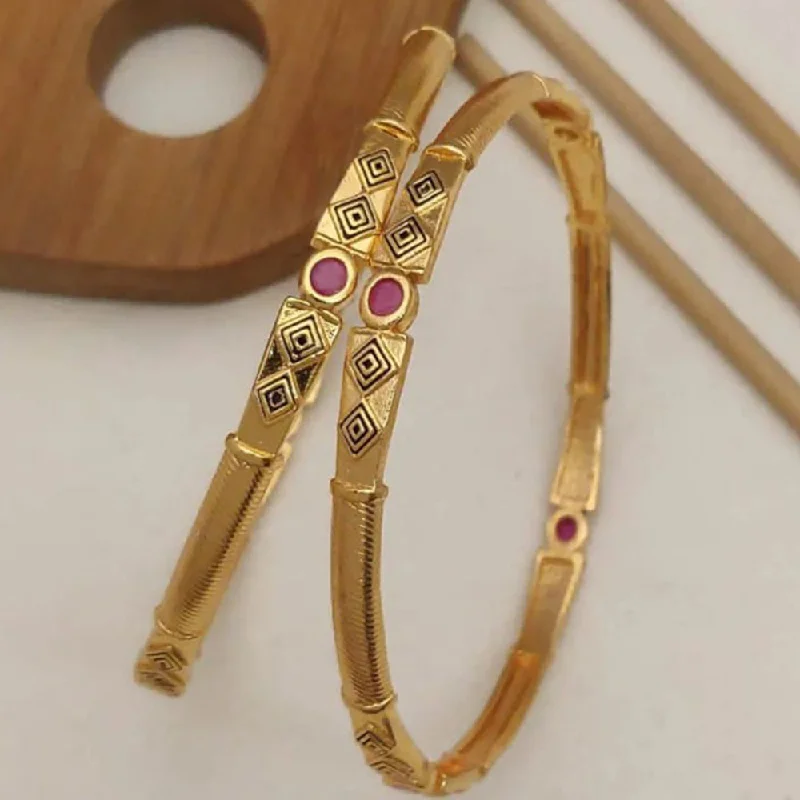 women’s heart bracelet-H K Fashion Gold Plated Bangle Set