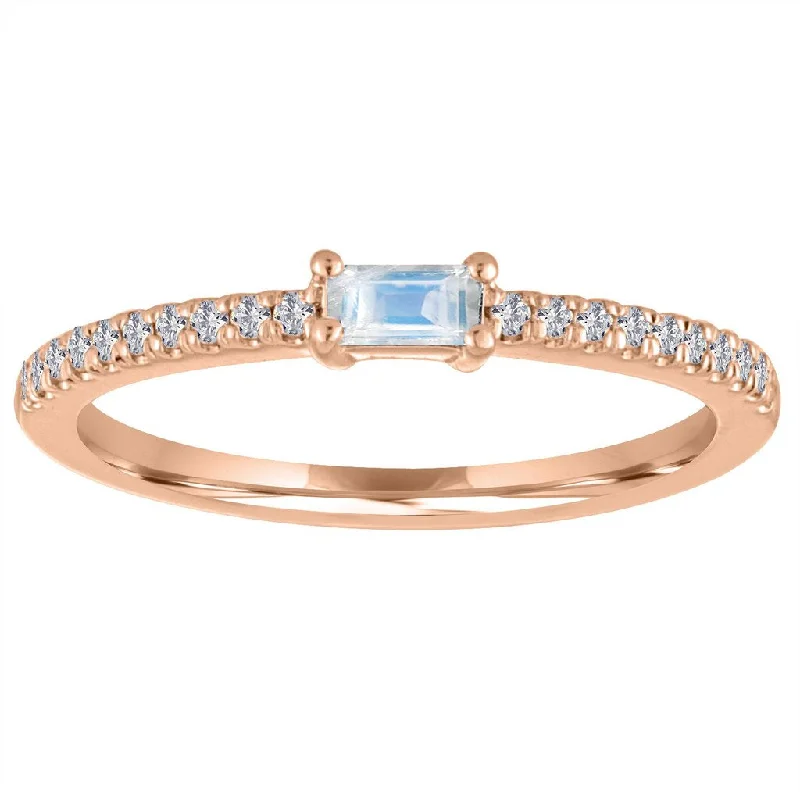 women’s luxury diamond engagement set-My Story "The Julia" Baguette Moonstone Diamond Ring