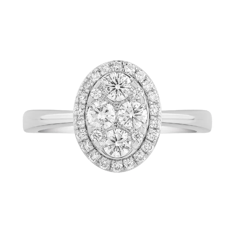 women’s classic solitaire engagement ring-Oval Shape Illusion Diamond Ring