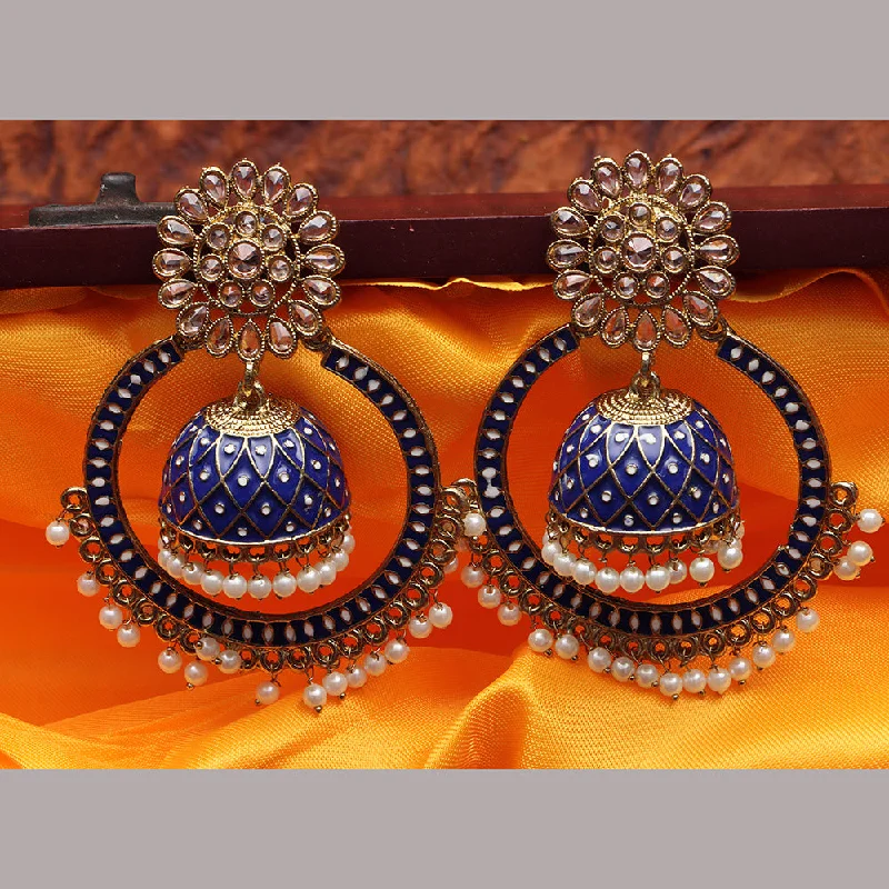 women’s oval earrings-Darshana Jewels Crystal And Meenakari Jhumki Earrings