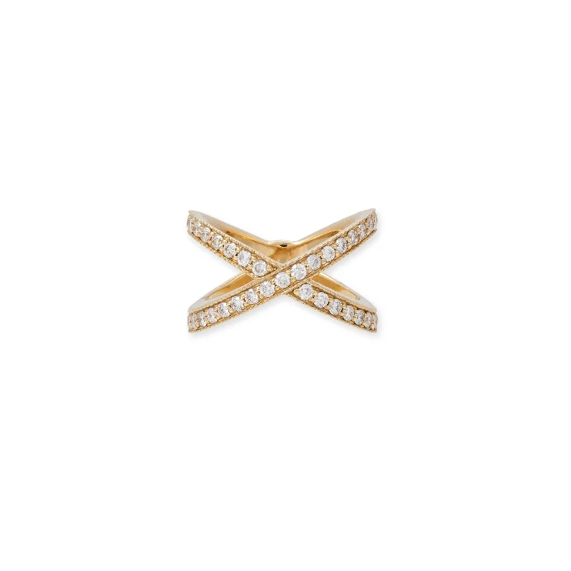 women’s designer ring-PAVE DIAMOND X RING