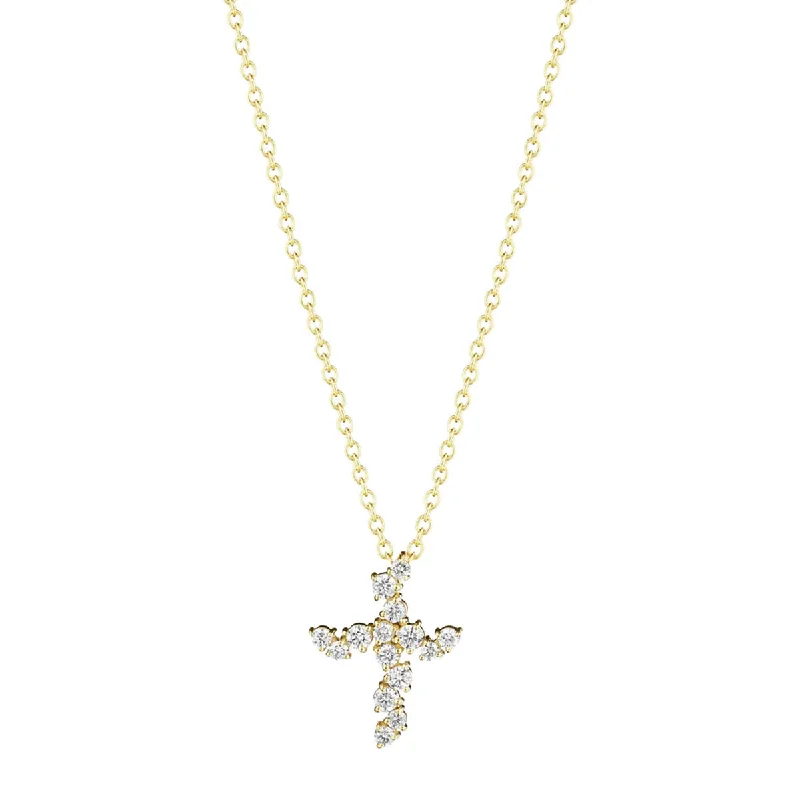 women’s custom necklace-Petite Stardust Cross Necklace