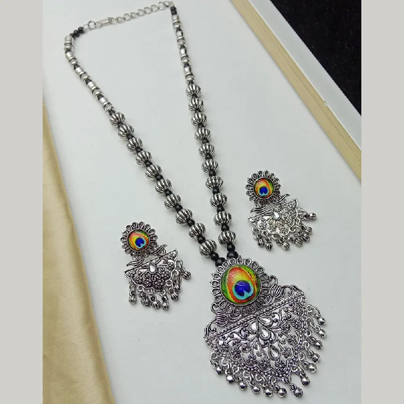 women’s vintage gemstone necklace-SP Jewellery Oxidised Plated Necklace Set