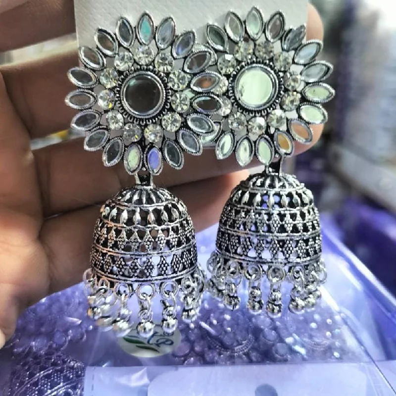 women’s drop earrings for women-Manisha Jewellery Oxidised Plated Mirror Jhumki Earrings