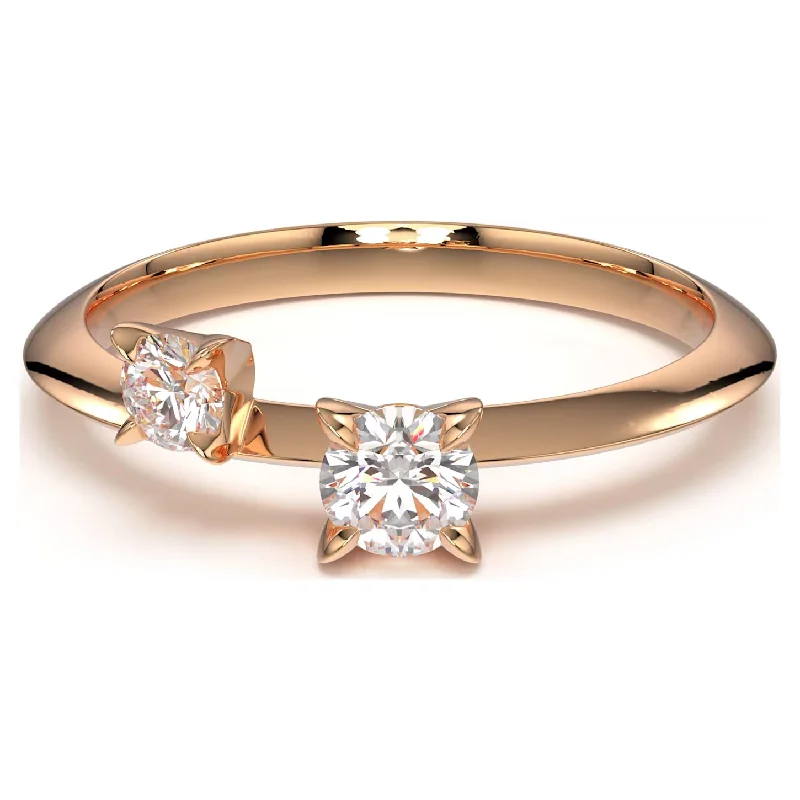 women’s diamond wedding engagement ring-Swarovski Intimate Twin Diamond Ring 14K Rose Gold