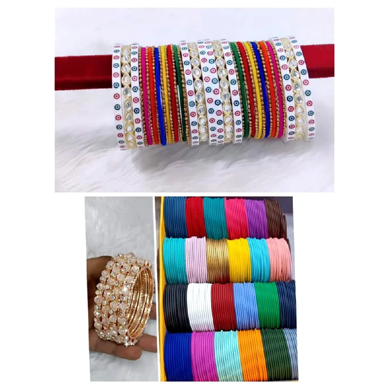 women’s silver bangle-Pooja Bangles Gold Plated Combo Bangles Set (Assorted Color)