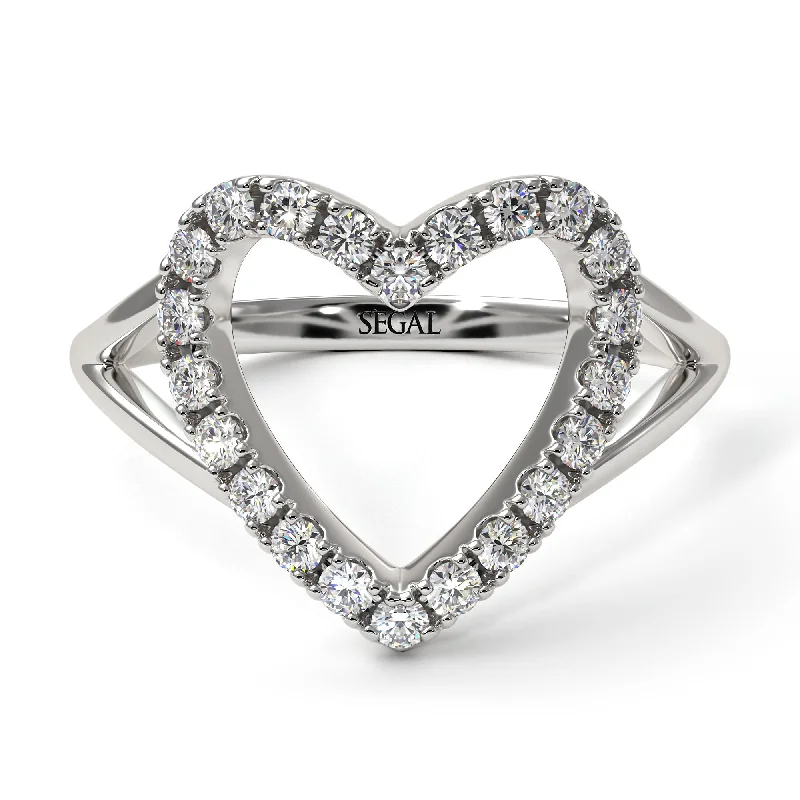 women’s oval engagement ring-Split Shank Heart Diamond Ring - Delaney No. 3