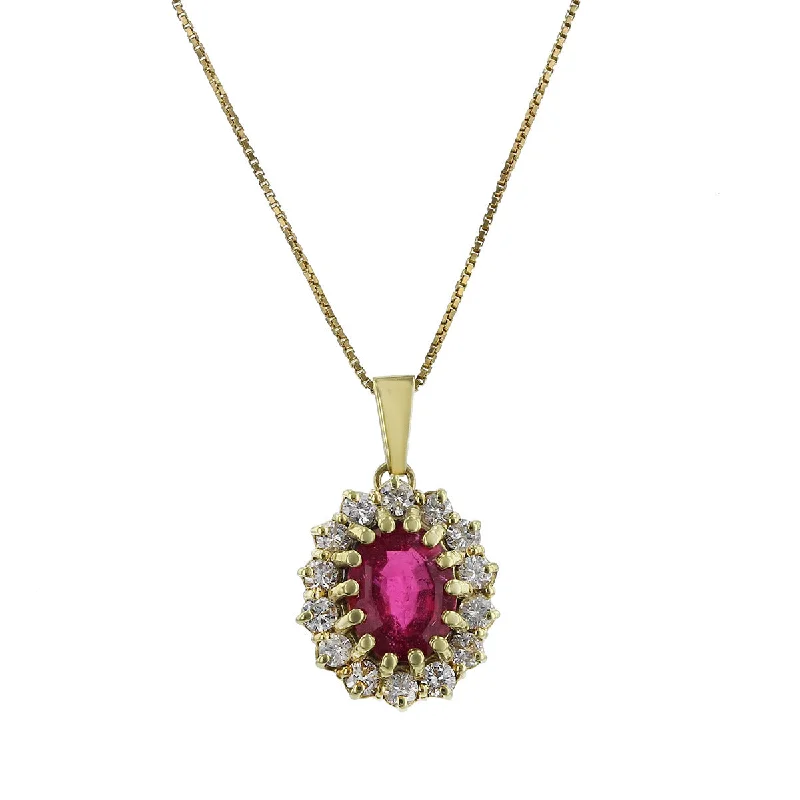 women’s chic necklace-Pink Tourmaline and Diamond Halo Pendant Necklace