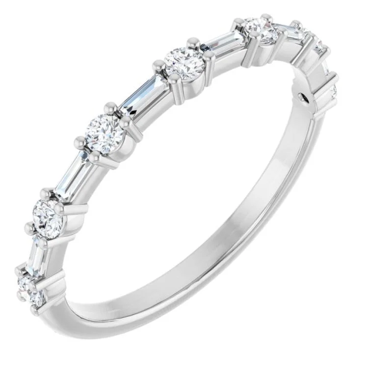 women’s boho style ring-Platinum 1/3 CTW Lab-Grown Diamond  Anniversary Band