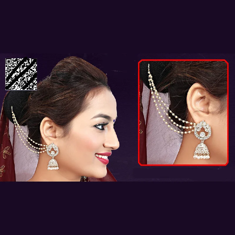 women’s classy hoop earrings-Abhinandan Kundan Stone And Pearl Kanchain Jhumki Earrings