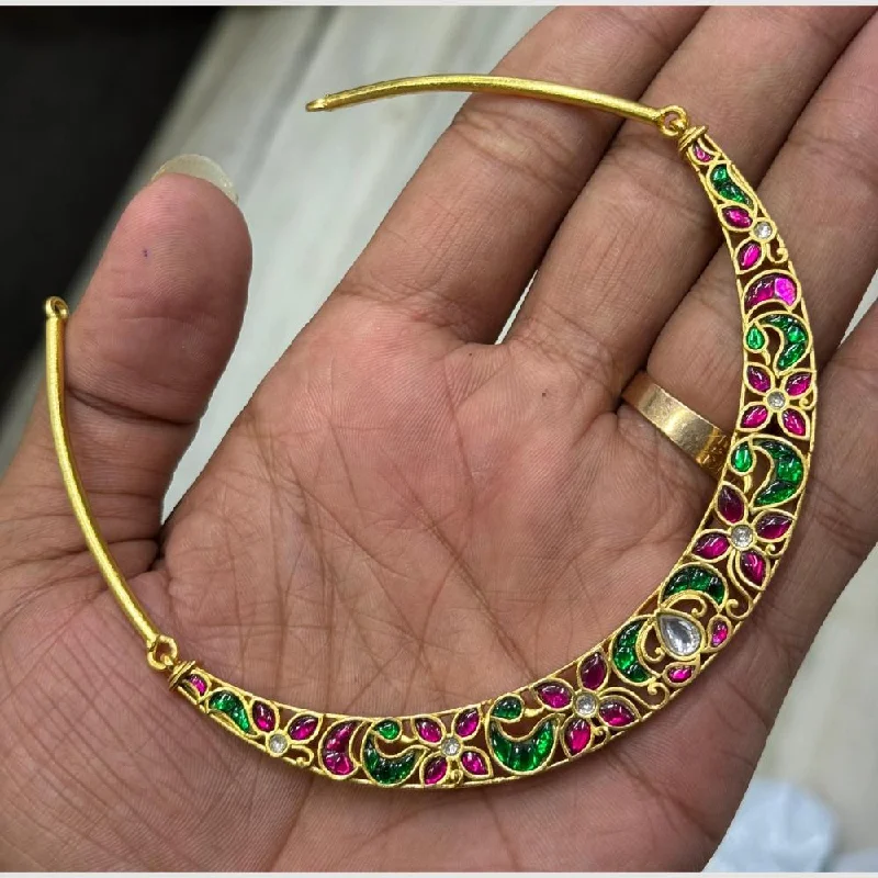 women’s bridal necklace-Sona Creation Gold Plated Pota Stone Necklace