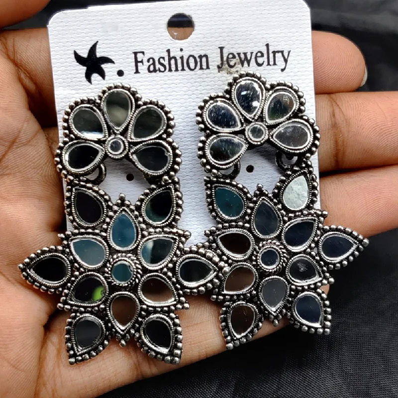 women’s gemstone earrings-Manisha Jewellery Oxidised Plated Mirror Dangler Earrings