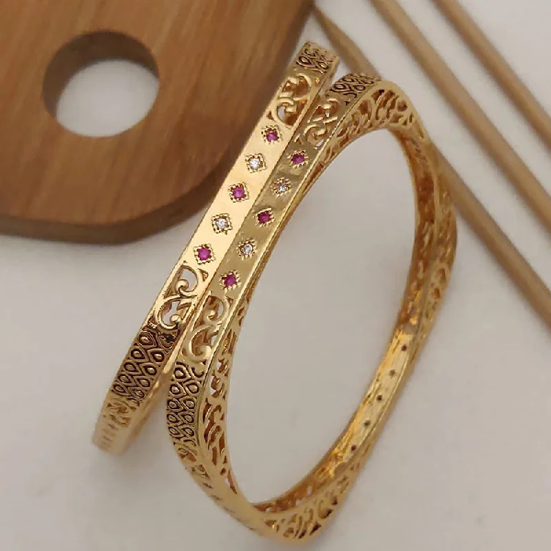 women’s diamond bangle-H K Fashion Gold Plated Bangle Set