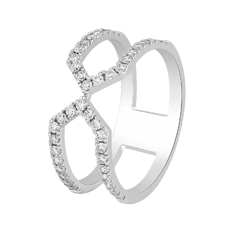 women’s princess cut diamond engagement ring-Open Bar Diamond Ring