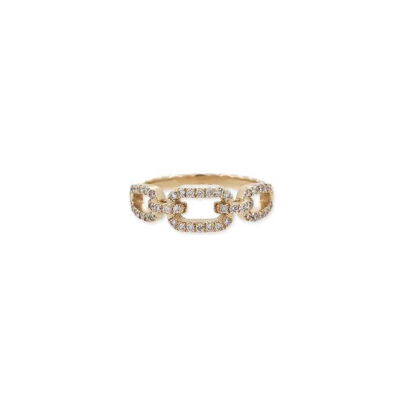 women’s opal ring-PAVE CHAIN LINK ROPE RING